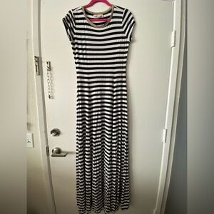 Michael Kors Black and White Striped Maxi Dress